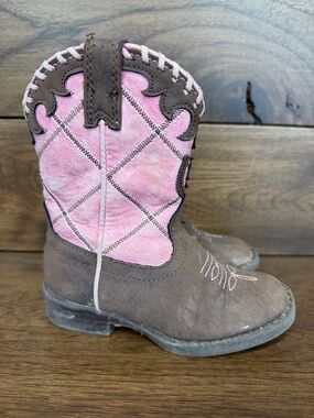 Roper Brown and Pink Kids Western Boots